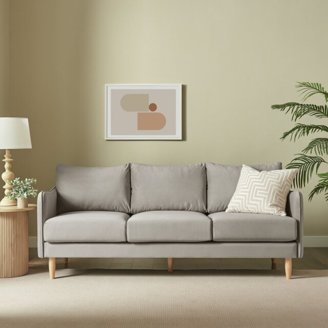 Argos Home Dippy Velvet 3 Seater Sofa - Natural - image 1