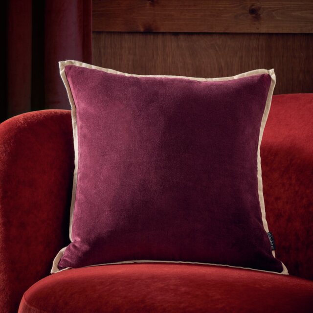 Habitat Cotton Velvet Cushion - Fig - 43x43cm - image 1