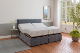 Mibed Memory Superking Adjustable Drawer Bed &Mattress -Grey - thumbnail 1