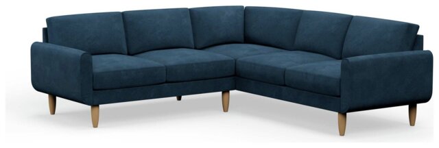 Hutch Plus Velvet Round Arm 5 Seater Corner Sofa - Ink Blue - image 1