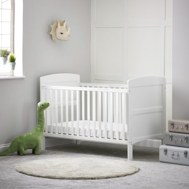 Obaby Grace Cot Bed, Cot Top Changer & Mattress - White - image 1