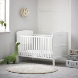 Obaby Grace Cot Bed, Cot Top Changer & Mattress - White - thumbnail 1