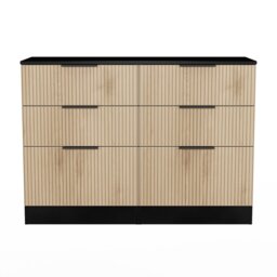 Livara Ready Assembled Tofino 6 Drawer Chest - Black & Oak - thumbnail 2