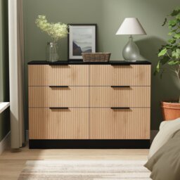 Livara Ready Assembled Tofino 6 Drawer Chest - Black & Oak