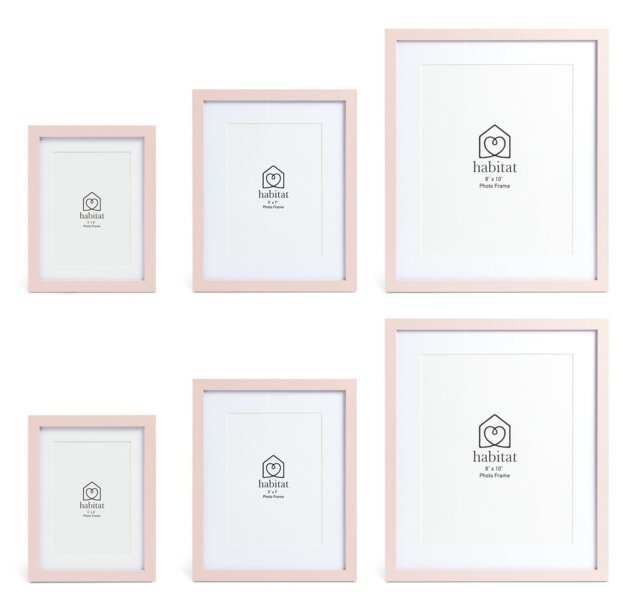 Habitat Pink Wooden 6 Picture Frames - Mixed Sizes - image 1