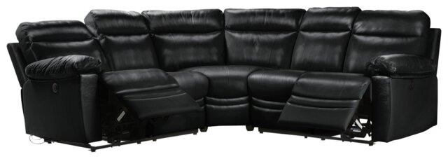 Argos Home Paolo Leather Power Recliner Corner Sofa - Black - image 1