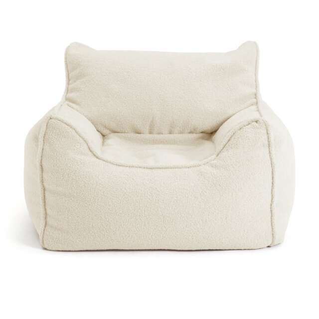 Kaikoo Kids Single Chair Boucle Bean Bag Off White by Argos