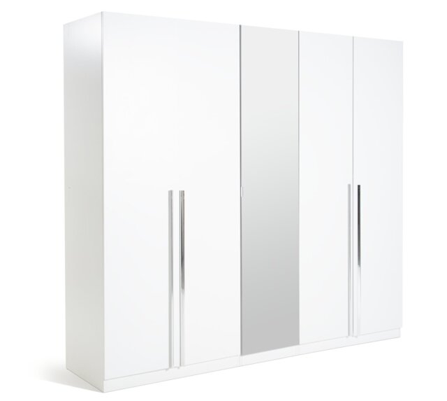 Habitat Munich 5 Door Mirror Wardrobe - White - image 1
