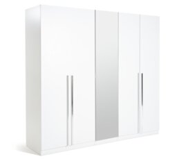 Habitat Munich 5 Door Mirror Wardrobe - White - thumbnail 1