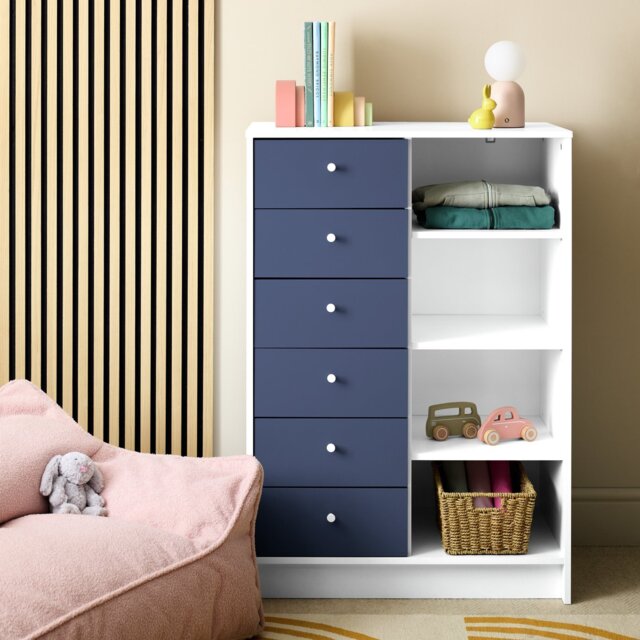 Argos Home Kids Malibu 6 Drawer Chest - Blue & White - image 1