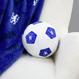 Chelsea FC Football Shaped Cushion White - 25cm - thumbnail 1