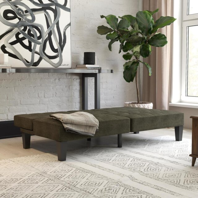 Dorel Adalynn Linen Clic Clac Sofa Bed - Grey - image 1