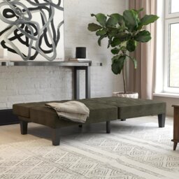Dorel Adalynn Linen Clic Clac Sofa Bed - Grey - thumbnail 1