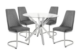 Argos Home Alice Glass Dining Table & 4 Silver Chairs - thumbnail 1