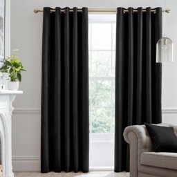 Laurence Llewelyn-Bowen Montrose Blackout Eyelet Curtains - Black - 168x137cm