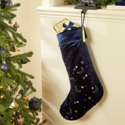 Habitat Navy Blue Gold Moons and Starts Christmas Stocking - thumbnail 1
