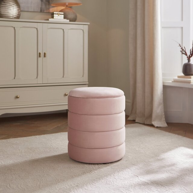GFW Klara Velvet Storage Footstool - Pink - image 1