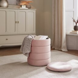 GFW Klara Velvet Storage Footstool - Pink - thumbnail 2