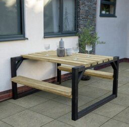 Forest Garden 4 Seater Wooden Garden Picnic Table - Natural - thumbnail 1