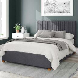 Aspire Grant Velvet Double Ottoman Bedframe - Steel - thumbnail 1