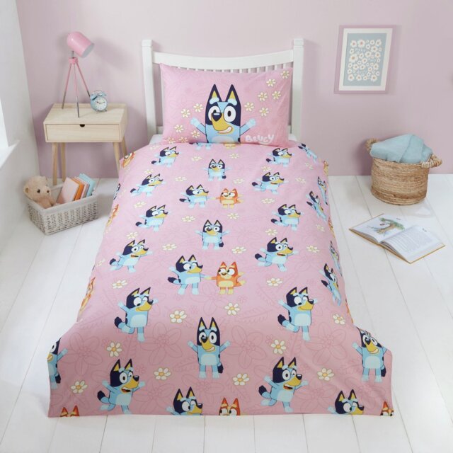 Bluey Kids Cotton Floral Pink Bedding Set - Toddler - image 1