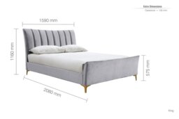 Birlea Clover Kingsize Velvet Bed Frame - Grey - thumbnail 2