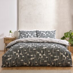 Catherine Lansfield Blocks Black & White Bedding Set- Double