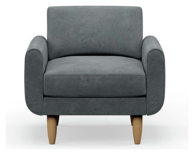 Hutch Velvet Round Arm Armchair - Slate Grey - image 1