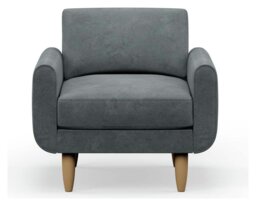 Hutch Velvet Round Arm Armchair - Slate Grey