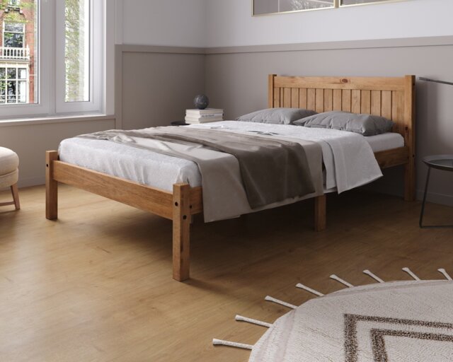 Birlea Rio Double Wooden Bed Frame - Pine - image 1