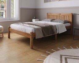 Birlea Rio Double Wooden Bed Frame - Pine - thumbnail 1