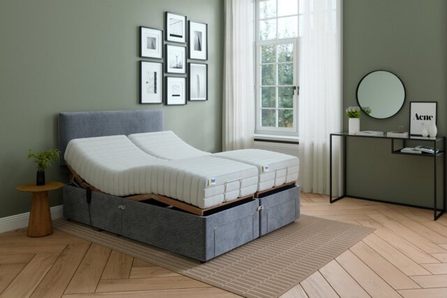 Mibed Memory Superking Adjustable Drawer Bed & Mattress-Grey - image 1