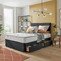 Silentnight Comfort Double Divan Bed With Mattress- Charcoal - thumbnail 1