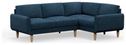 Hutch Velvet Round Arm 4 Seater Corner Sofa - Ink Blue - thumbnail 1