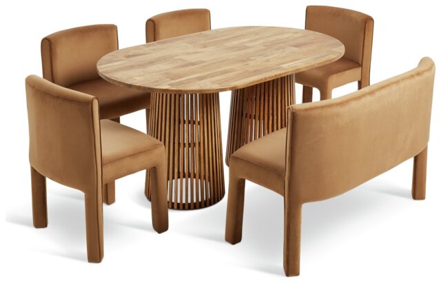 Habitat Jericho Natural Dining Table,Bench &4 Natural Chairs - image 1