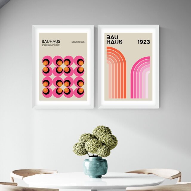 East End Prints Bauhaus Twin Set White Frame Art Print - A3 - image 1
