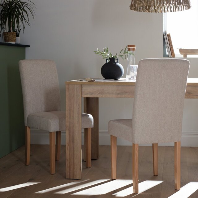 Argos Home Midback Pair of Fabric Dining Chair - Beige - image 1