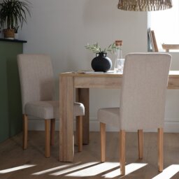 Argos Home Midback Pair of Fabric Dining Chair - Beige - thumbnail 1
