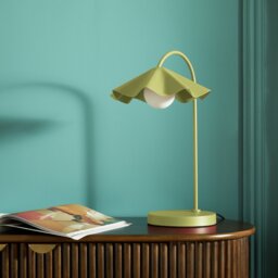 Habitat Yuno Pleat Metal Table Lamp - Olive - thumbnail 2