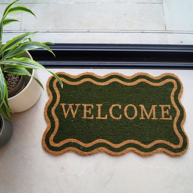Mighty Mats Latex Olive Welcome Cut Pile Doormat - 45x75cm - image 1
