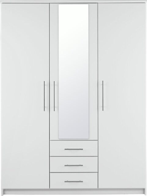 Argos Home Normandy 3 Door 3 Drawer Mirror Wardrobe - White