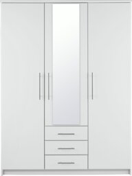 Argos Home Normandy 3 Door 3 Drawer Mirror Wardrobe - White - thumbnail 1