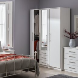 Argos Home Normandy 3 Door 3 Drawer Mirror Wardrobe - White - thumbnail 2