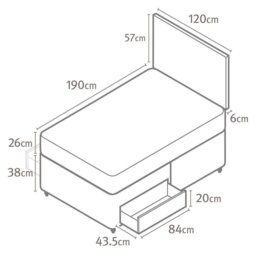 Silentnight Memory Small Double 2 Drawer Divan Bed-Charcoal - thumbnail 2