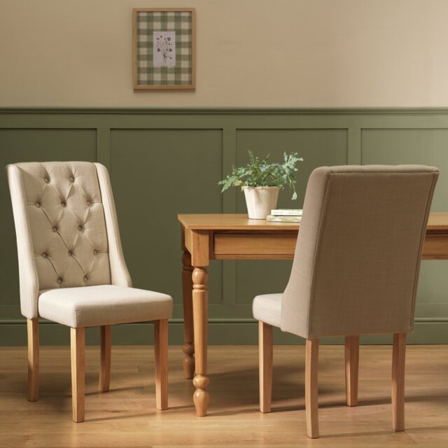 Argos Home Raina Pair of Fabric Dining Chairs - Natural - image 1