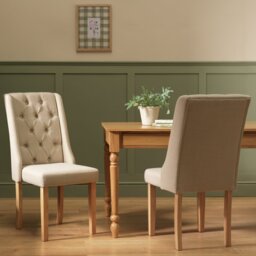 Argos Home Raina Pair of Fabric Dining Chairs - Natural - thumbnail 1