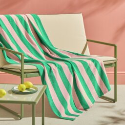 Habitat Stripe Beach Towel - Pink & Green - thumbnail 1