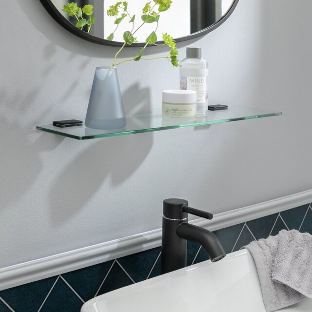 Argos Home Glass Bathroom Shelf - Matt Black - image 1