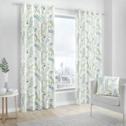 Fusion Fernworthy Floral Eyelet Curtains - Green - 117x137cm