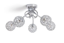 Argos Home Beaded Globes 5 Arm Ceiling Light - Chrome - thumbnail 2